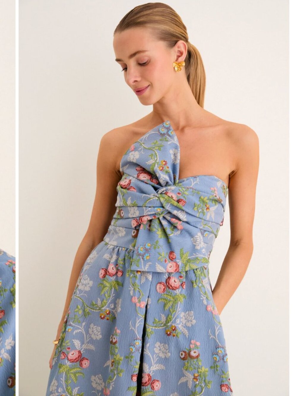 Trellis Bloom Jacquard Kathleen Gown - Perfect for Fall/Winter/Spring Weddings! - Picture 6 of 11